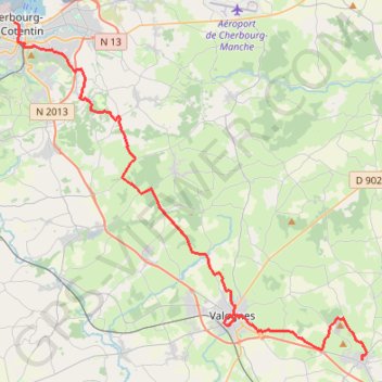 Trace GPS Le chemin aux Anglais - Variante de Montebourg vers Cherbourg, itinéraire, parcours