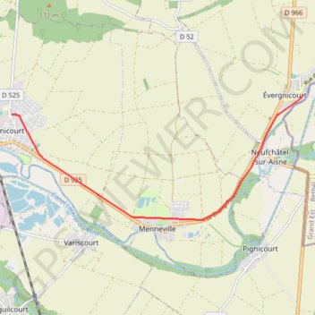 Trace GPS Voie verte de Guignicourt à Evergnicourt, itinéraire, parcours