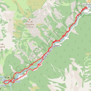 Trace GPS Pont d'Espagne - Circuit des cascades, itinéraire, parcours