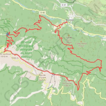 Trace GPS Mont Ventoux face Nord, itinéraire, parcours