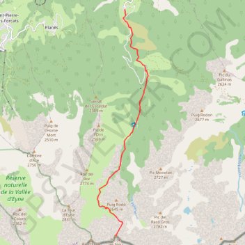 Trace GPS Pic de les Nou Fonts, itinéraire, parcours