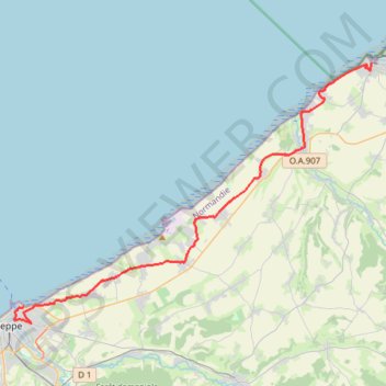 Trace GPS Le Tréport / Dieppe, itinéraire, parcours