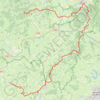 Trace GPS Morvan du mont Beuvray à Issy-l'Evêque, itinéraire, parcours