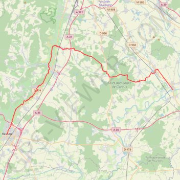 Trace GPS Saint-Jean-de-Losne à Beaune, itinéraire, parcours