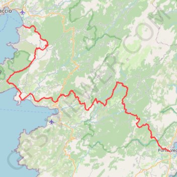 Trace GPS Mare a mare sud en partant de Porticcio, itinéraire, parcours