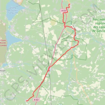 Trace GPS Via Turonensis de Belin-Béliet à Onesse-Laharie, itinéraire, parcours