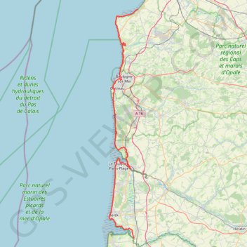 Trace GPS GR120 Randonnée de Wissant à Le Pas d'Authie (Pas-de-Calais), itinéraire, parcours