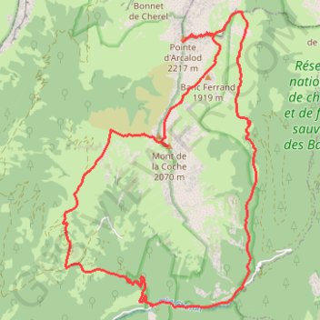 Trace GPS Boucle Arcalod-Mont de la Coche depuis Bellevaux, itinéraire, parcours