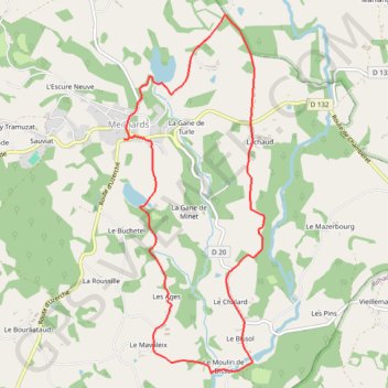 Trace GPS Par monts et par vaux - Meilhards - Pays Vézère Auvézère, itinéraire, parcours