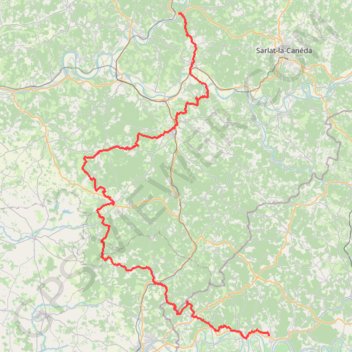Trace GPS GR36 De Les Eyzies-de-Tayac-Sireuil (Dordogne) à Prayssac (Lot), itinéraire, parcours