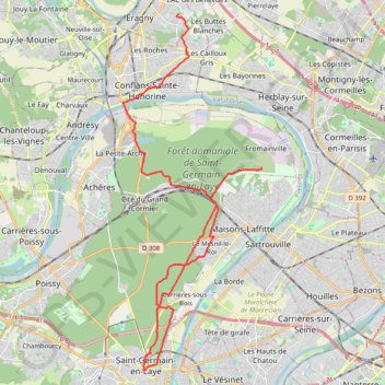 Trace GPS Retour Forêt de Saint Germain - Eragny, itinéraire, parcours