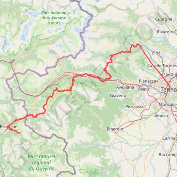 Trace GPS 1 TNR Turin-Cervieres, itinéraire, parcours