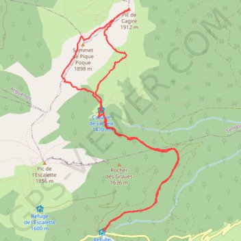 Trace GPS Pic de Cagire depuis le Col de Menté, itinéraire, parcours