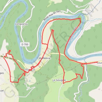 Trace GPS Les méandres du Tarn, itinéraire, parcours