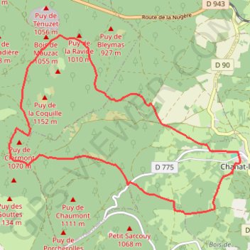 Trace GPS Rando Puys de Chopine, Coquille et Jume Chanat La Mouteyre, itinéraire, parcours