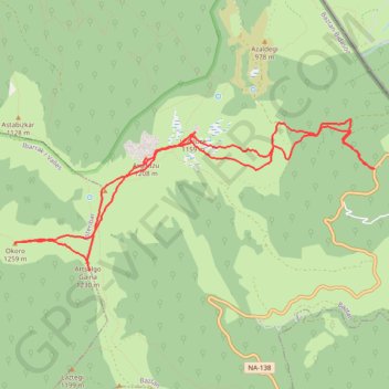 Trace GPS Okoro depuis Esnazu (Venta Errecart), itinéraire, parcours