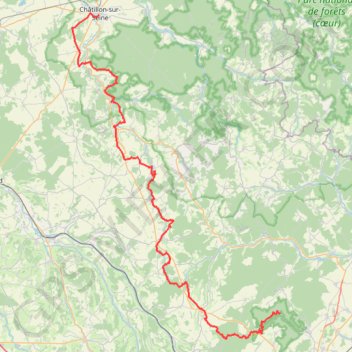 Trace GPS GR2 De Sainte Foy à Châtillon-sur-Seine (Côte-d'Or), itinéraire, parcours