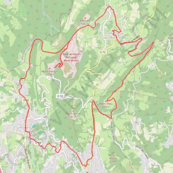 Trace GPS Balade mont thou - mont verdun - limonest - mont thou, itinéraire, parcours