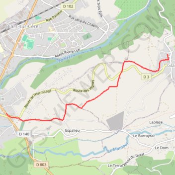 Trace GPS Bretenoux - Glanes, itinéraire, parcours