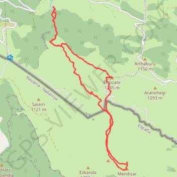 Trace GPS Errozaté, Mendi-Zar depuis Béhérobie, itinéraire, parcours