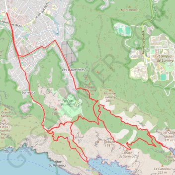 Trace GPS Calanques de Sormiou et de Morgiou - Marseille, itinéraire, parcours