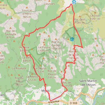 Trace GPS Parcours 5 rouge Les Gorges dHéric - Espace Trail Montagnes du Caroux, itinéraire, parcours