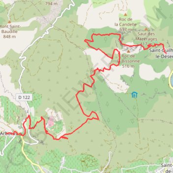 Trace GPS Saint Guilhem - Arboras, itinéraire, parcours