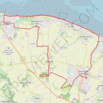 Trace GPS Douvres - Luc-sur-Mer - Courseulles-sur-mer, itinéraire, parcours