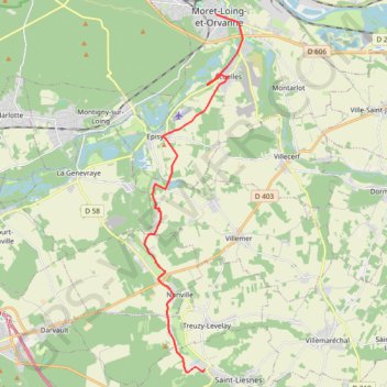 Trace GPS Du Lunain de Nanteau-sur-Lunain à Moret-sur-Loing, itinéraire, parcours