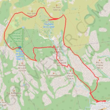 Trace GPS Caroux par Colombières, itinéraire, parcours