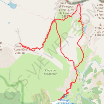 Trace GPS Madone de Fenestre, Cime de l'Agnelliere, itinéraire, parcours