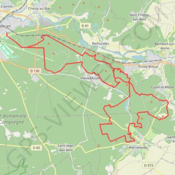 Trace GPS Raid Impérial Compiégnois (RIC) 55 Km, itinéraire, parcours