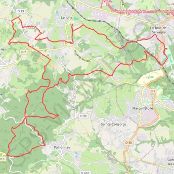 Trace GPS La Tour-de-Salvagny, itinéraire, parcours