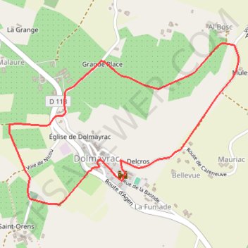 Trace GPS Dolmayrac / Saint-Orens, les pruniers de la vallée du Lot - Pays de la vallée du Lot, itinéraire, parcours