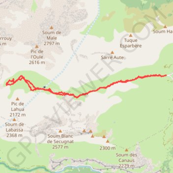 Trace GPS Aspé, cabane de la Quieu, itinéraire, parcours