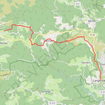 Trace GPS Ardèche Tour du Tanargue - Rocles Le Jal - Largentiere, itinéraire, parcours