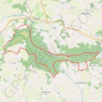 Trace GPS Champfrémont, Forêt de Multonne, Pré-en-Pail, itinéraire, parcours