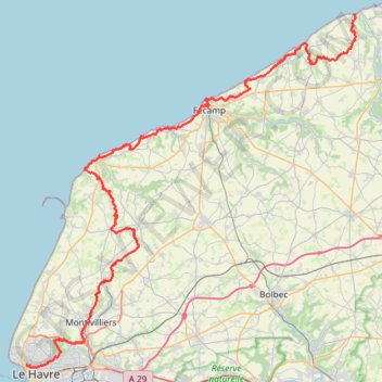 Trace GPS GR 21 : Du Havre à Veulettes-sur-Mer (Seine-Maritime), itinéraire, parcours