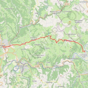 Trace GPS Livinhac - Figeac, itinéraire, parcours
