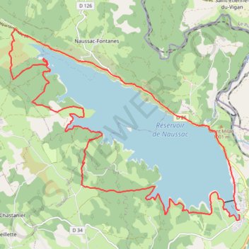 Trace GPS Lac de Naussac, itinéraire, parcours
