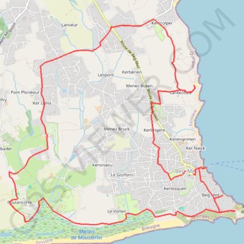 Trace GPS Fouesnant : Beg-Meil entre terre et mer, itinéraire, parcours