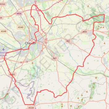 Trace GPS Bike Loop from Chester, itinéraire, parcours