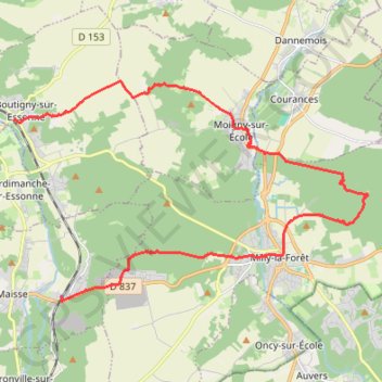 Trace GPS Randonnée autour de Milly-La-Forêt (77), itinéraire, parcours