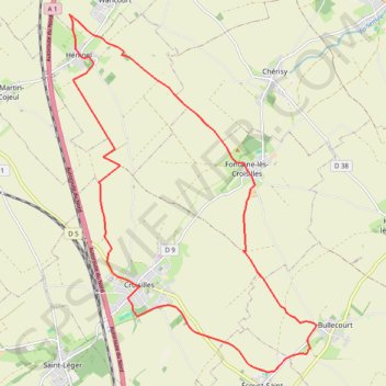 Trace GPS Sentier du chemin Sansville - Croisilles, itinéraire, parcours