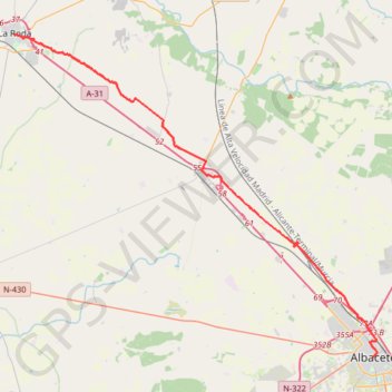 Trace GPS SE08-Albacete-LaRroda, itinéraire, parcours