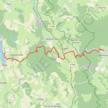 Trace GPS Rigole d'Yonne : Montreuillon - Étang de Baye, itinéraire, parcours