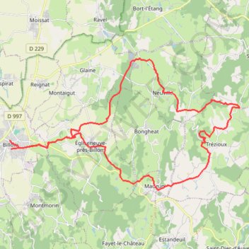 Trace GPS VTT en Toscane d'Auvergne : Trézioux, itinéraire, parcours
