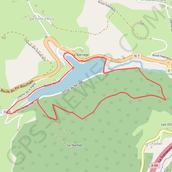 Trace GPS Le barrage de Joux - Joux, itinéraire, parcours