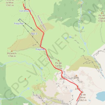 Trace GPS Randonnée vers le Pic de Séron, itinéraire, parcours