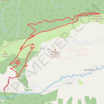 Trace GPS Crète de Charamel, itinéraire, parcours